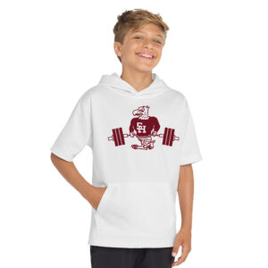 SH Strength Conditioning Sport Tek Youth Sport Wick Fleece Short Sleeve Hooded Pullover- White