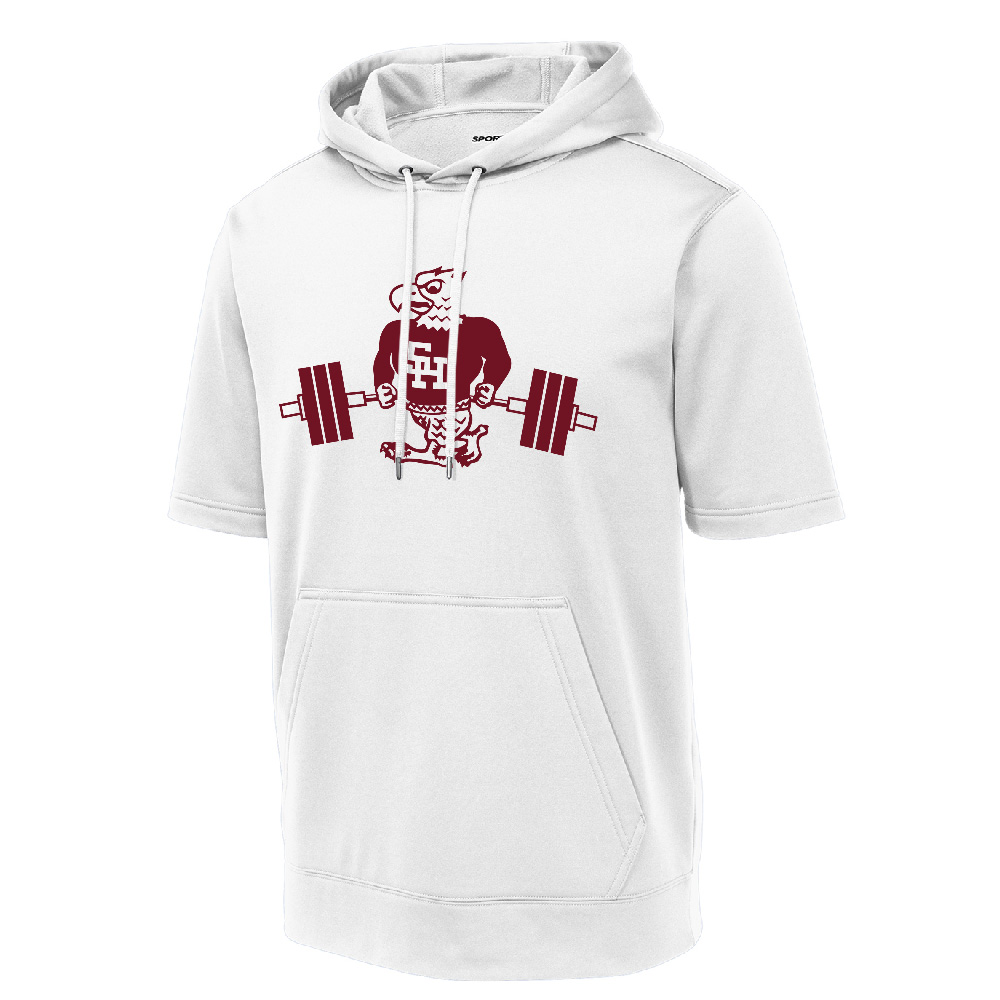 SH Strength Conditioning Sport-Tek Sport-Wick Fleece Short Sleeve Hooded Pullover Men-White