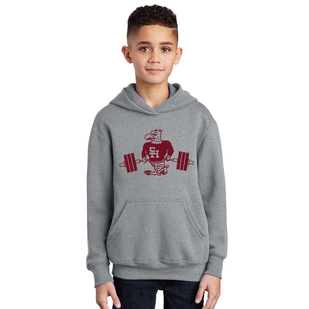 SH Strength Conditioning Youth Hooded Sweatshirt-Athletic Heather (YL, YXL)