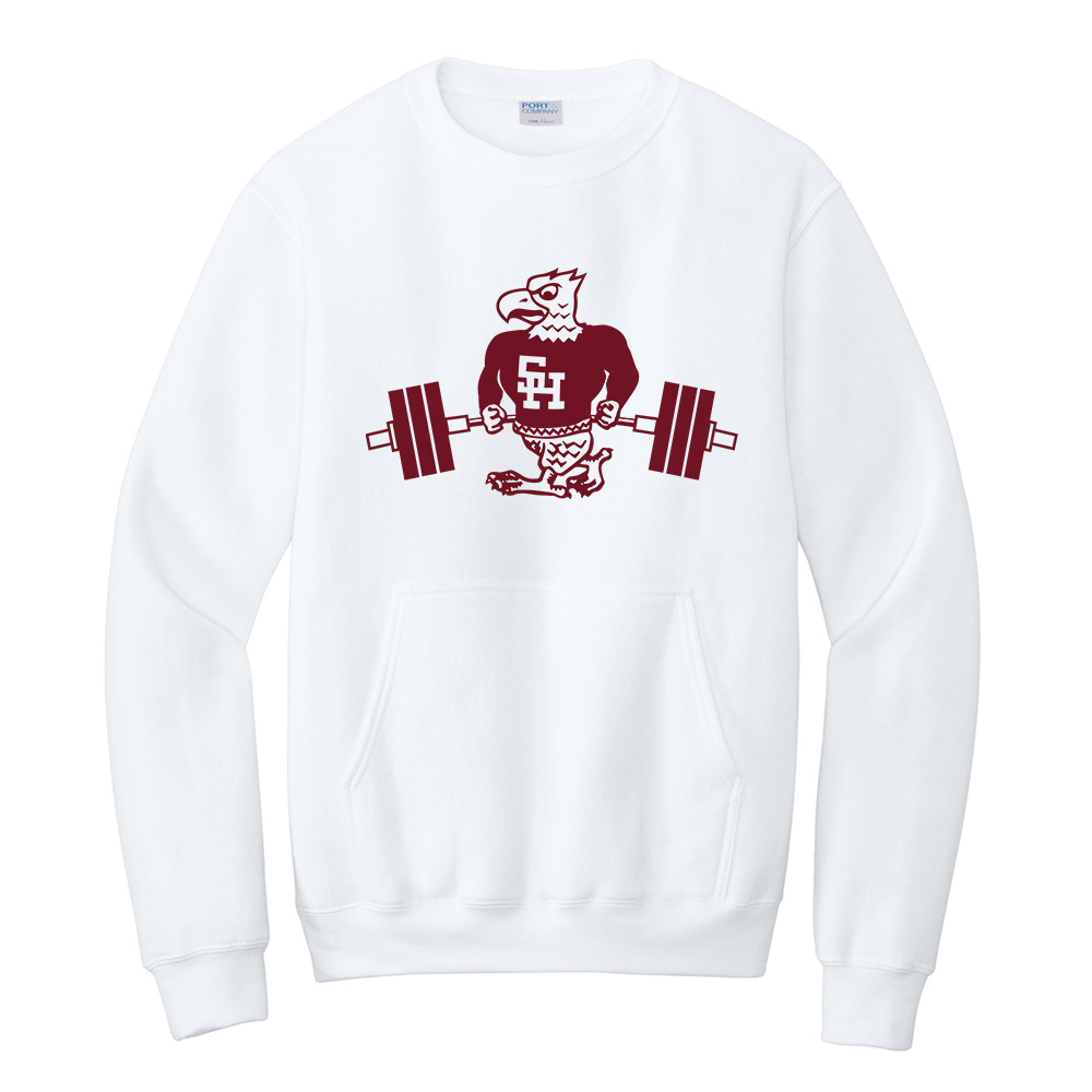 SH Strength Conditioning Unisex Core Fleece Crewneck Pocket Sweatshirt-White