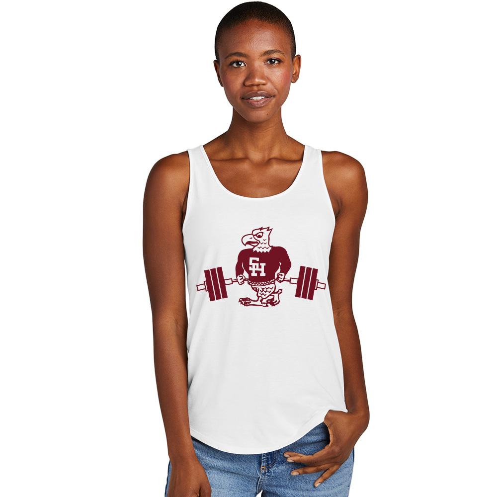 SH Strength Conditioning District Women's Relaxed Tri Blend Relxed Tank-White
