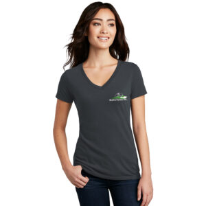 Skyline District Made Ladies Perfect Blend V-Neck Tee-Charcoal Grey