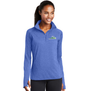 Skyline Sport-Tek Ladies Sport-Wick Stretch 1/2-Zip Pullover-True Royal Heather