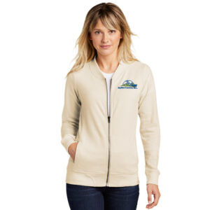 Skyline Sport-Tek Ladies Lightweight French Terry Bomber jacket-Ecru