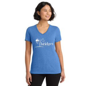 The Bridges at Ankeny Allmade Women Triblend V Neck Tee-Azure Blue