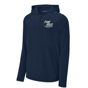 The Rec Sport-Tek Men Repeat 1/2-Zip Long Sleeve Hooded Jacket-Navy