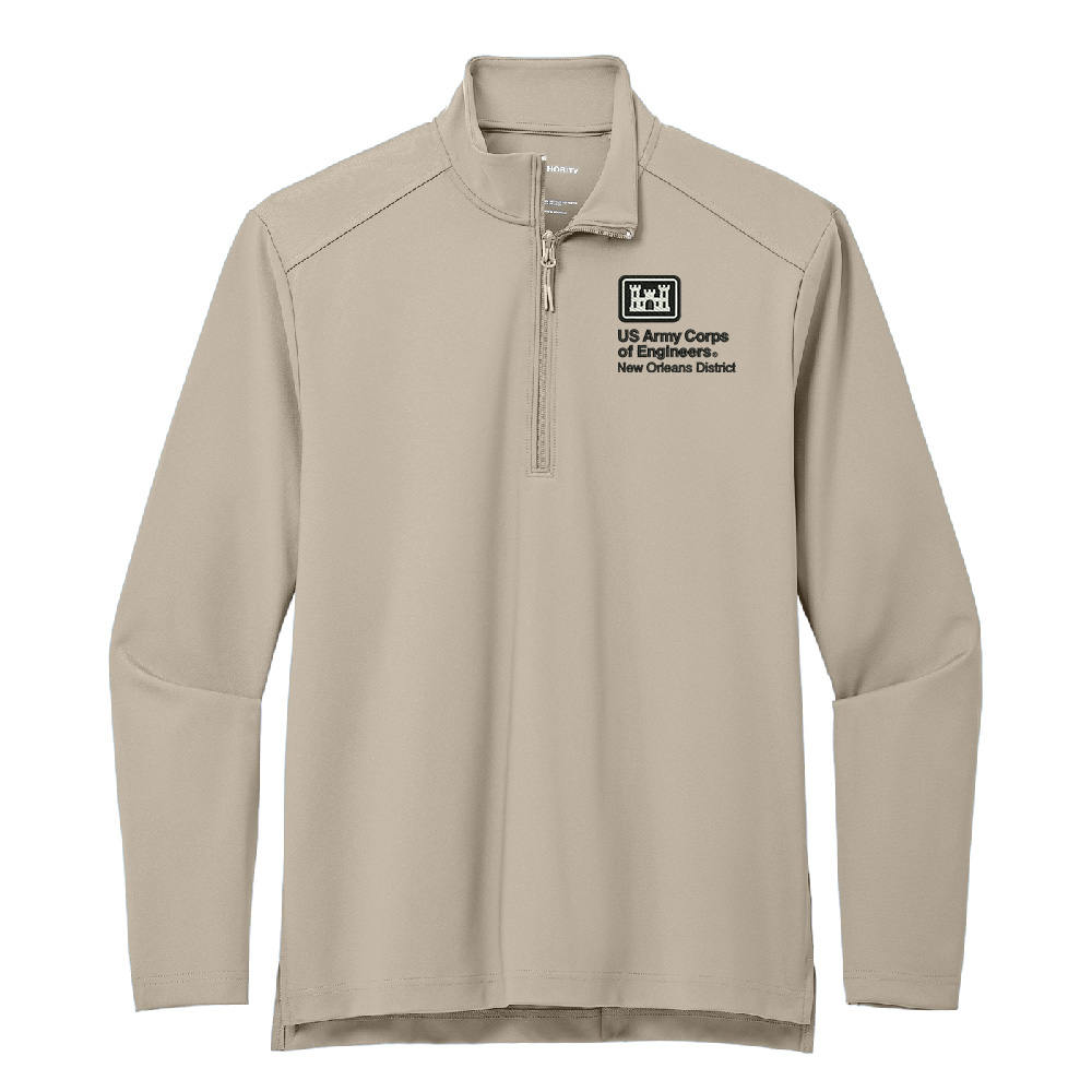 US Army Corps New Orleans Port Authority Men C-FREE Double Knit 1/4-Zip-Sahara