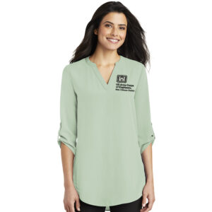 US Army Corps New Orleans Port Authority Ladies 3/4-Sleeve Tunic Blouse-Misty Sage