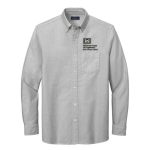 US Army Corps New Orleans Brooks Brothers Men Casual Oxford Cloth Shirt-Windsor Grey