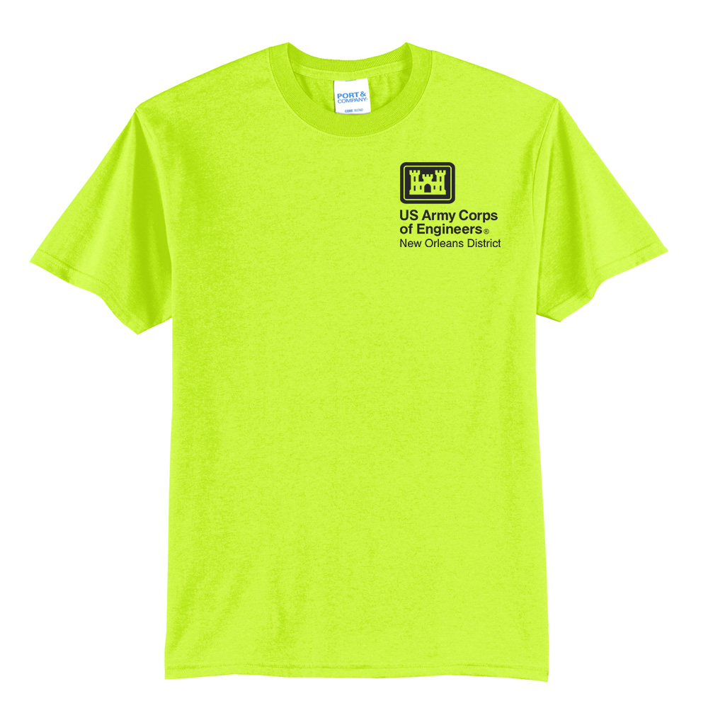 US Army Corps New Orleans Unisex Short Sleeve Tee- Safety Green