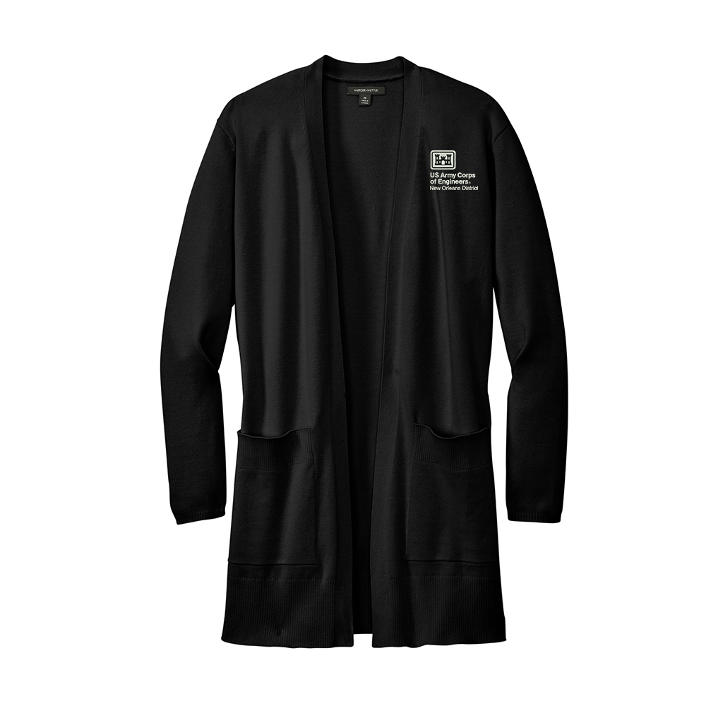 US Army Corps New Orleans Mercer Mettle Women’s Open Front Cardigan Sweater-Black