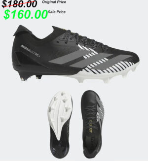 21. Vinton-Shellsburg Adidas Adizero Electric II Football Cleats – Black/White