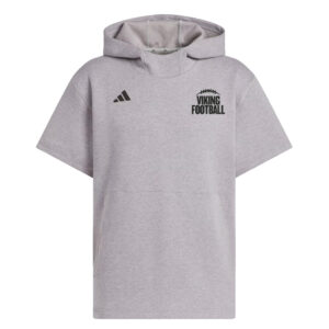 Viking Football Adidas  Dugout NWV Short Sleeve Hoodie- Medium Grey Heather  (3xs- XL, 3x)