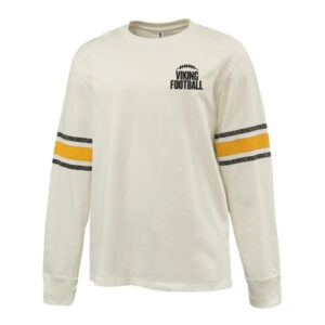 Viking Football Pennant HEAVYWEIGHT 8.0 oz. antique white cotton jerseyarchive-style printed sleeve stripe-Gold/Black Stripe