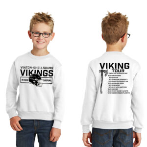 Viking Football Youth Fleece Crewneck Sweatshirt-White