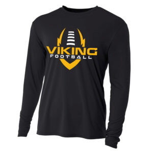 Viking Football Adult Cooling Performance long sleeve Crew Tee- Black
