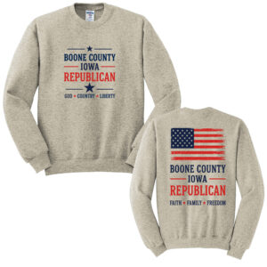 Boone County Iowa Republican Unisex Fleece Crewneck Sweatshirt-Oatmeal Heather