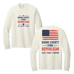 Boone County Iowa Republican Unisex Cotton Long Sleeve Tee-Sweet Cream Heather
