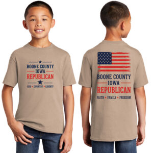 Boone County Iowa Republican YOUTH Core Cotton Tee-Sand