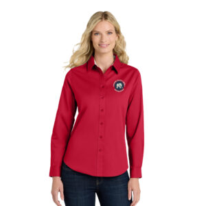 Boone County Iowa Republican Port Authority – Ladies Long Sleeve Easy Care Shirt-Red/Stone