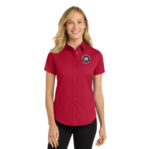 Boone County Iowa Republican Port Authority – Ladies Short Sleeve Easy Care Shirt-Red/Stone