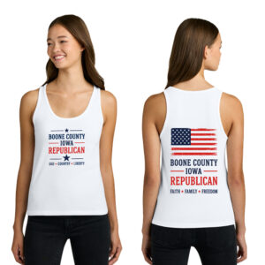 Boone County Iowa Republican Next Level Apparel Women’s Cotton Tank-White