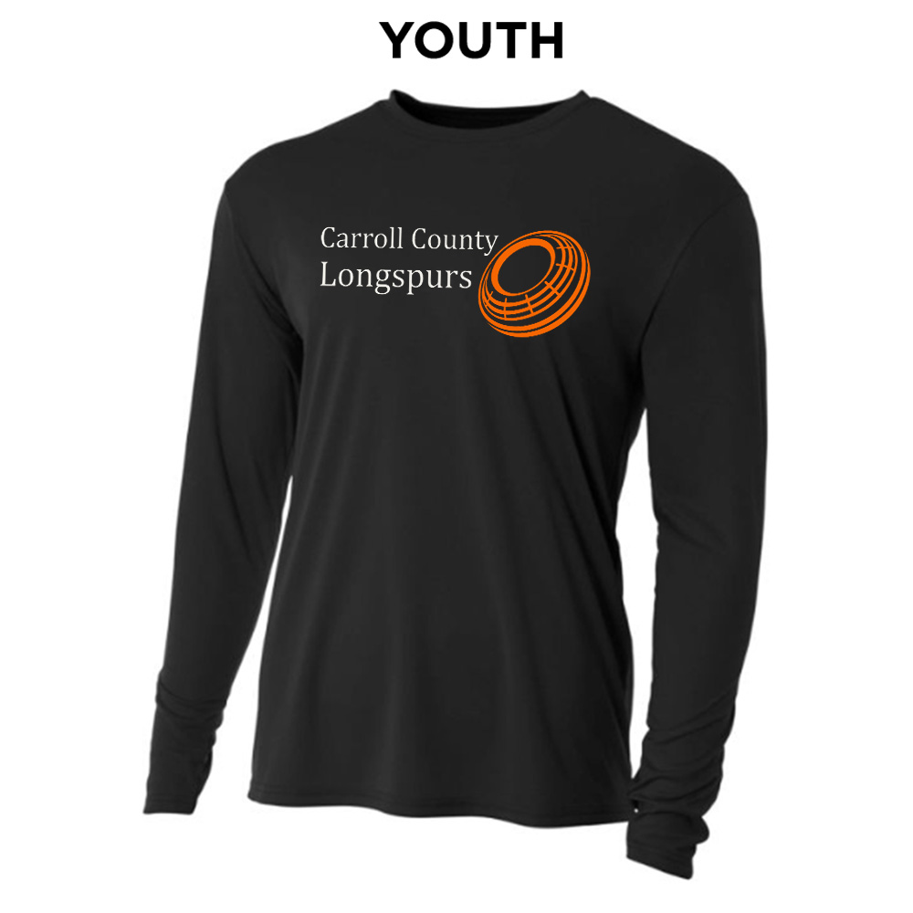 Longspurs Trapshooting Youth Cooling Performance long sleeve Crew Tee-Black