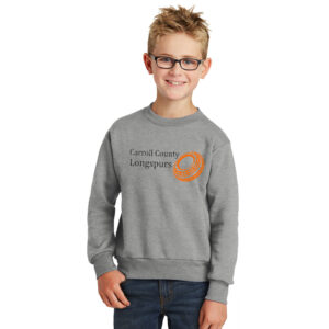 Longspurs Trapshooting Youth Fleece Crewneck Sweatshirt-Athletic Heather