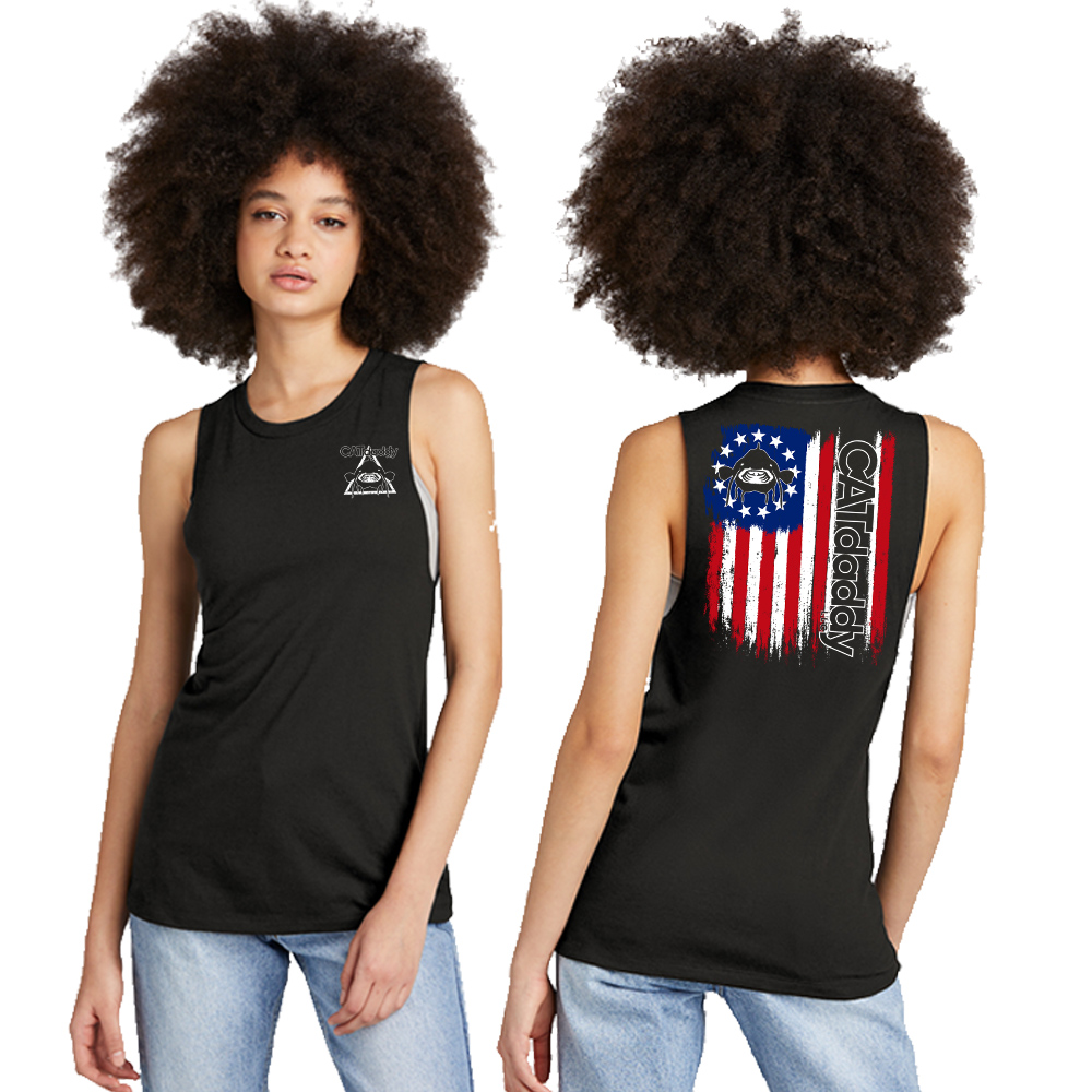Cat Daddy District Women’s Perfect Tri Muscle Tank-Black