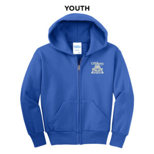 Cat Daddy Youth core fleece full zip hooded sweatshirt-Royal