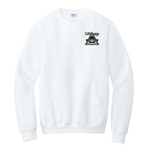 Cat Daddy Unisex Core Fleece Crewneck Pocket Sweatshirt-White