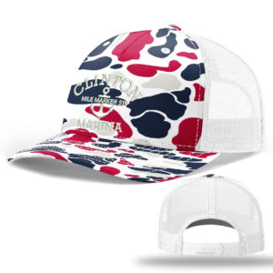 Clinton Marina Richardson Printed Five PanelTrucker mesh snap back cap-Americana Duck Camo White
