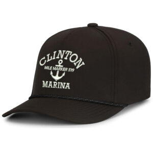 Clinton Marina Pacific Weekender Perforated Snapback Rope Cap-Black/Black
