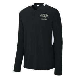 Clinton Marina Sport-Tek Men Club 1/4-Zip Pullover-Black/White
