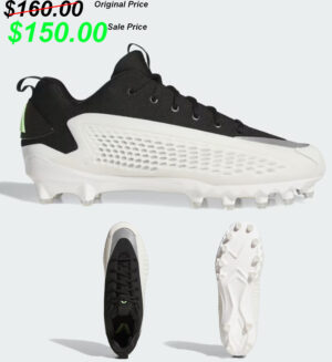 21. Adidas Anthony Edwards 1 Low Football Cleat – White/Black