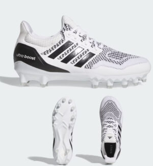 22. Adidas Ultraboost Football Cleats – White/Black