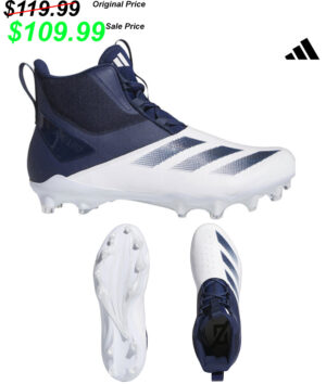 24. Adidas CHAOS Lineman High Top Football Cleat – Navy/White