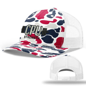 CPU Strength Conditioning Richardson Printed Five PanelTrucker mesh snap back cap-American Duck Camo