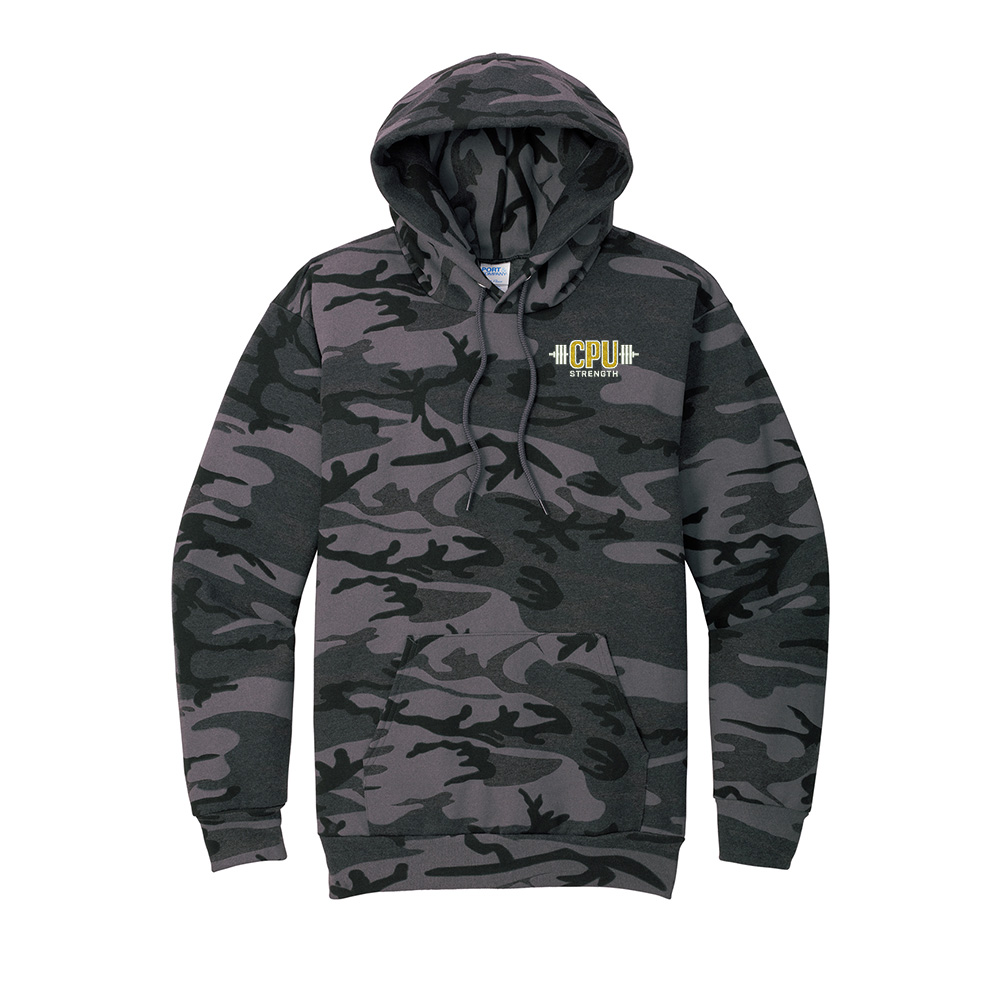 CPU Strength Conditioning Unisex Core Fleece Camo Pullover Hooded Sweatshirt-Black Heather