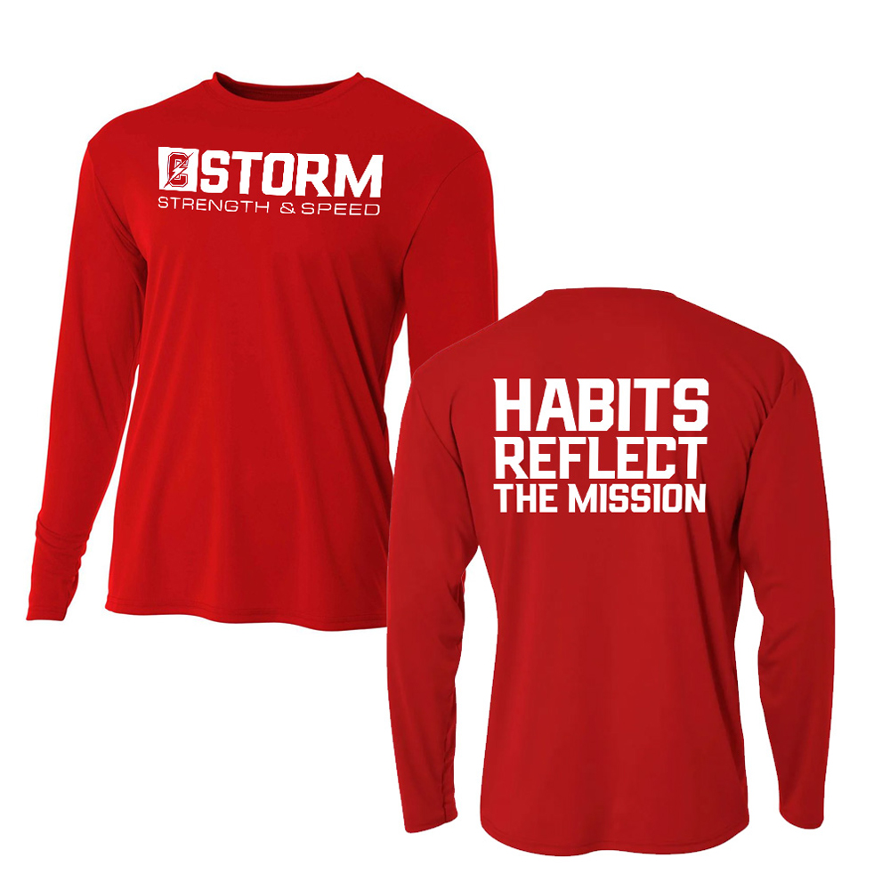Storm Strength Adult Cooling Performance long sleeve Crew Tee-Scarlet