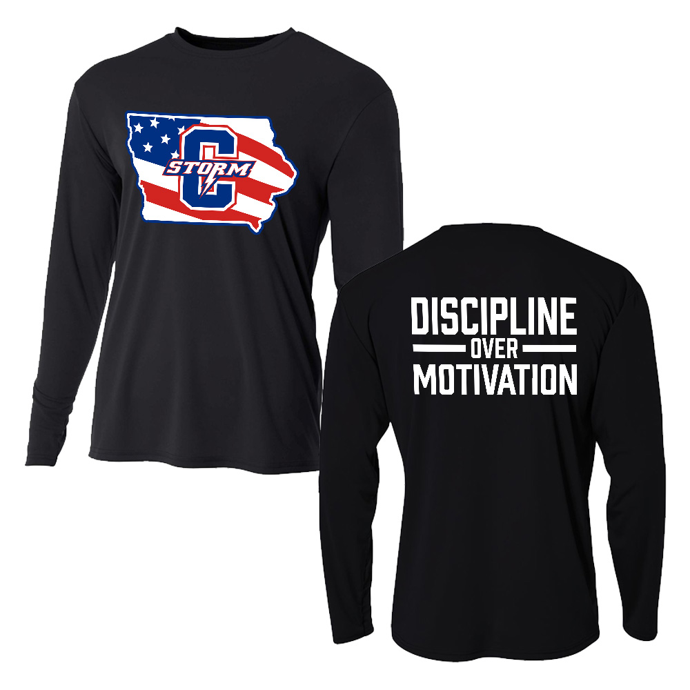 Storm Strength Adult Cooling Performance long sleeve Crew Tee-Black