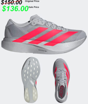 Storm Strength Adidas Adizero Evo SL Shoes-Silver/Red