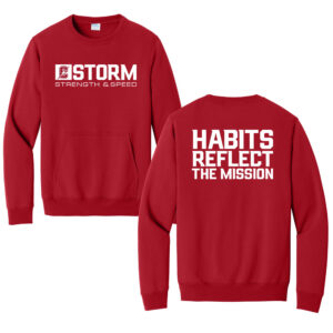 Storm Strength Unisex Core Fleece Crewneck Pocket Sweatshirt-Red