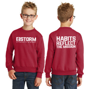 Storm Strength Youth Fleece Crewneck Sweatshirt-Red