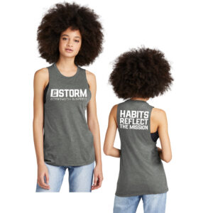 Storm Strength District Women’s Perfect Tri Muscle Tank-Heathered Charcoal