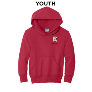 DM East Football Youth Hooded Sweatshirt-Red (YM-YXL)