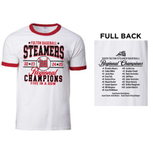 Fulton Regional Champ Adult Ultra Cotton Ringer T Shirt-White/Red (L, XL, 2x)