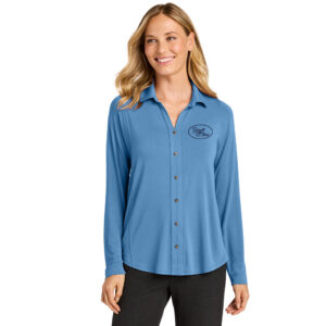 Garnett Place Port Authority Women’s Luxe Knit Button Tunic-Carolina Blue