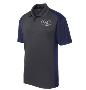 Garnett Place Sport Tek Men Colorblock Micropique Sport Wick Polo-Iron Grey/Navy