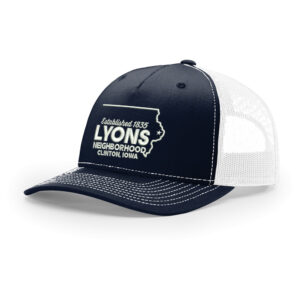 Lyons Business Richardson Five Panel Trucker mesh snap back cap split color-Navy/White